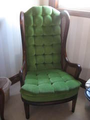 Green Velour High Back Chair